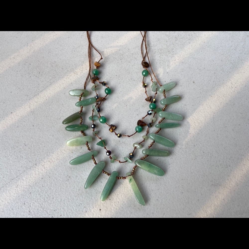 Green Stone and Copper Necklace